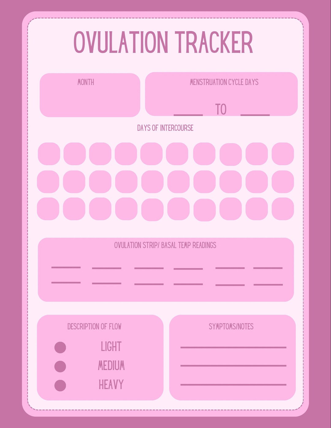 Ovulation Tracker Printable - Etsy