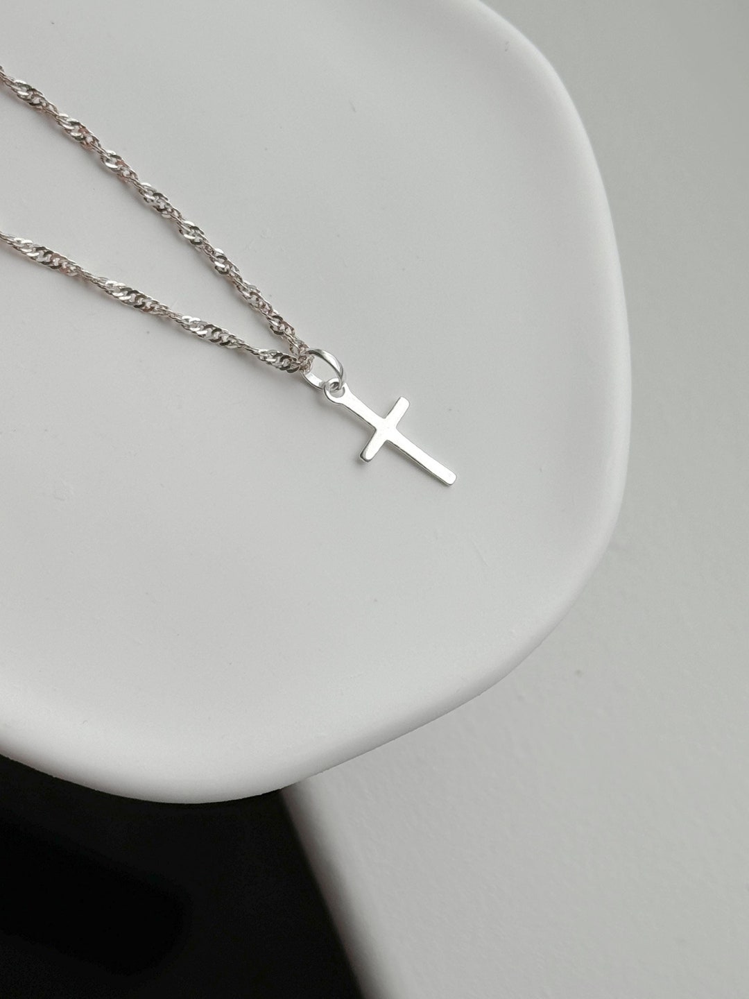Minimalist 925 Sterling Silver Cross Necklace - 16" Everyday Christian ...