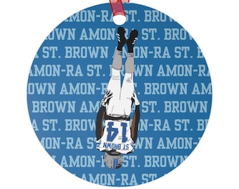 St. Brown Ornament | Detroit Football Christmas Tree Decoration | Lions Fan Gift 2025 | Headstand Touchdown Ornament | Stocking Stuffer