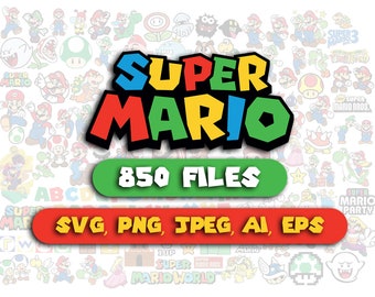 Super Mario Bundle Super Mario PNG and Font, Super Mario, Super Mario Bundle Mario bros Alphabet Svg, Mario bros, Font Svg