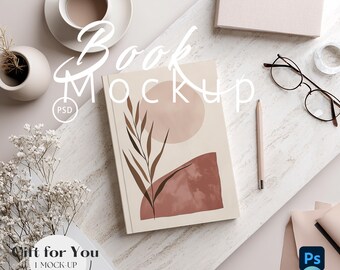 Mockup de Caderno/Diário | Mockup de Caderno A5 com Capa Dura | Mockup de Caderno com Capa Dura | Mockup de Caderno Boho | PSD e PNG com Objeto Inteligente | 770