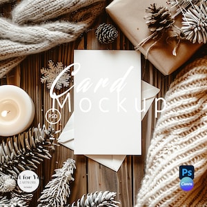 Christmas Card Mockup,Card Invitation 5x7 Mock up Canva,Card Mockups Party Invitations, Invite Stationary, Greetings PSD Digital Mockup| 386