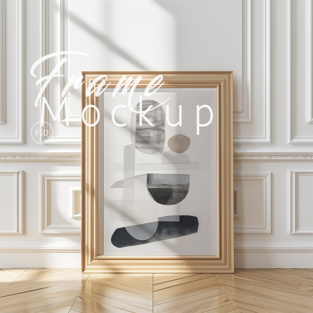 Frame Mockup on Floor | ISO A4 DIN Ratio |wood Frame |PSD Photoshop ...