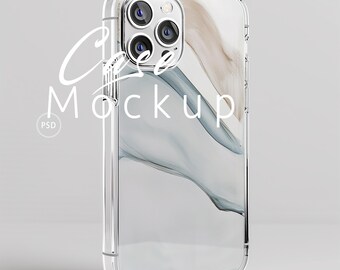 Maqueta de funda transparente para teléfono, maqueta de funda transparente para iPhone 15/maqueta de funda para teléfono, maqueta de Photoshop, objeto inteligente/teléfono, Canva, arrastrar y soltar/674