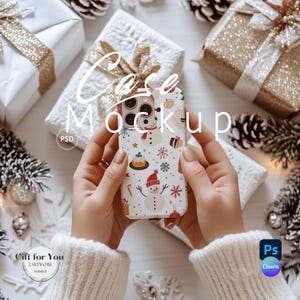 Handyhüllen Mockup, Weihnachten I Handyhülle Mockup, Smartphone Cover Photoshop PSD, Handyhülle Mock Up Canva PNG, Smart Objekt | 470