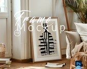 Vertical Frame Mockup,Floor Frame Living Room Photoshop|Scandinavian Frame Mockup PSD Template Canva PNG|Photopea file with Smart Object|171