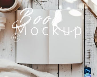 Mockup de diário de capa dura aberta | Mockup de diário aberto de caderno | Mockup de diário de capa dura | Mockup de diário Boho | Objeto inteligente PSD e PNG|206