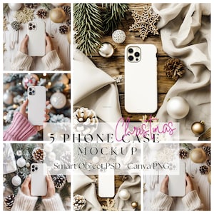 Handyhüllen Mockup, 6 Weihnachten I Handyhüllen Mockup, Handyhülle Photoshop PSD, Smartphonehülle Mock Up Canvas ziehen PNG, Smart Objekt|412