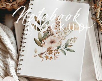 Spiral Notebook Journal Mockup | Hardcover Journal Mockup | Hard Backed Journal Mockup | Boho Journal Mockup | Smart Object PSD and JPG| 84