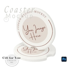 Car Coasters Mockup, White Ceramic Coaster for Cup on Car Mockups,Photoshop Mock up, Coaster Mockup PSD Photopea Mockup |556