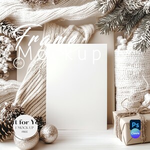 Christmas Card Mockup,Card Invitation 5x7 Mock up Canva, Card Mockups Party Invitations, Invite Stationary, Greetings PSD Digital Mockup|499