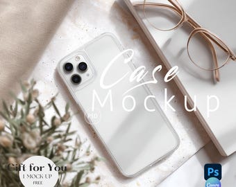 Clear Phone Case Mockup, iPhone 15 Transparent Case Mock up|Phone Cover Photoshop Mockup Smart Object |Phone Canva Drag and Drop| 707