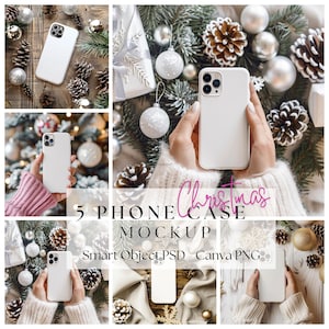 Phone Case Mockup,6 Christmas I Phone Case Mock up,Cover Phone Photoshop PSD,Phone Case Mock Up Canva Drag and Drop PNG, Smart Object|412