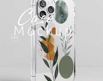 Maqueta de funda transparente para teléfono, maqueta de funda transparente para iPhone 15/maqueta de funda para teléfono, maqueta de Photoshop, objeto inteligente/teléfono, Canva, arrastrar y soltar/674