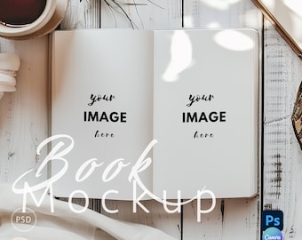 Mockup de diário de capa dura aberta | Mockup de diário aberto de caderno | Mockup de diário de capa dura | Mockup de diário Boho | Objeto inteligente PSD e PNG|206