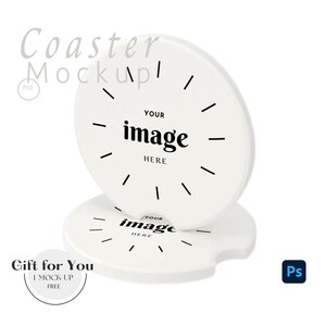 Car Coasters Mockup, White Ceramic Coaster for Cup on Car Mockups,Photoshop Mock up, Coaster Mockup PSD Photopea Mockup |556