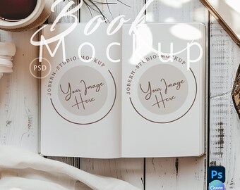 Mockup de diário de capa dura aberta | Mockup de diário aberto de caderno | Mockup de diário de capa dura | Mockup de diário Boho | Objeto inteligente PSD e PNG|206