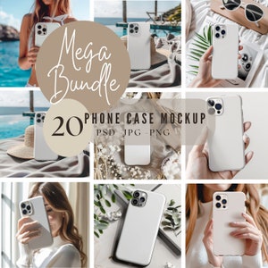 Bundle 20 Mockup di custodia per telefono, mockup di Canva per iPhone, mockup di Photoshop per iPhone, mockup di custodia per telefono, mockup di cover per telefono, oggetto intelligente/207
