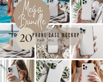 Bundle 20 Phone Case Mockup,i Phone Canva Mockup,I Phone Photoshop Mockup, Phone Case Mock Up, Phone Cover Mockup, smart object| 207