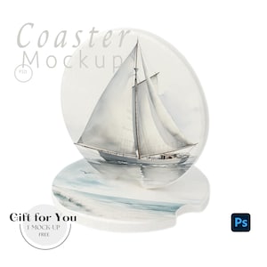 Car Coasters Mockup, White Ceramic Coaster for Cup on Car Mockups,Photoshop Mock up, Coaster Mockup PSD Photopea Mockup |556