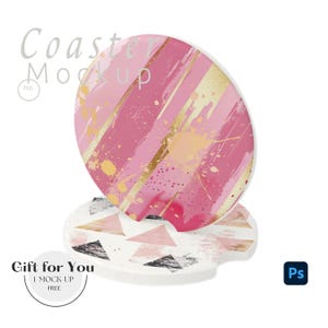 Car Coasters Mockup, White Ceramic Coaster for Cup on Car Mockups,Photoshop Mock up, Coaster Mockup PSD Photopea Mockup |556