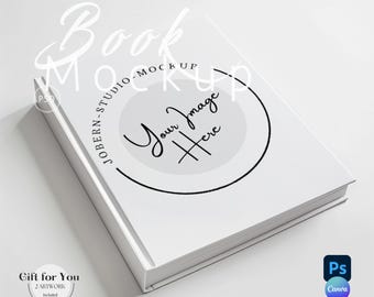 May include: White book mockup with a black circle and the text "Your Image Here" inside. The text "Book Mockup" is written in cursive above the circle.