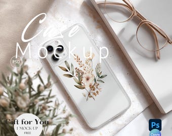 Clear Phone Case Mockup, iPhone 15 Transparent Case Mock up|Phone Cover Photoshop Mockup Smart Object |Phone Canva Drag and Drop| 707