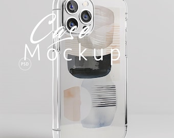 Maqueta de funda transparente para teléfono, maqueta de funda transparente para iPhone 15/maqueta de funda para teléfono, maqueta de Photoshop, objeto inteligente/teléfono, Canva, arrastrar y soltar/674