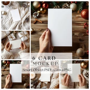 Mockup de cartão de Natal, pacote com 6 convites, mockup de 5x7, Canva, mockup de cartão, convites para festa, papelaria para convites, saudações, PSD digital | 411