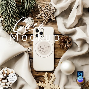 Mockup di custodia per telefono, mockup di custodia natalizia per iPhone, cover per telefono Photoshop PSD, mockup di custodia per telefono Canva trascina e rilascia PNG, oggetto avanzato/387