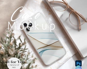 Clear Phone Case Mockup, iPhone 15 Transparent Case Mock up|Phone Cover Photoshop Mockup Smart Object |Phone Canva Drag and Drop| 707