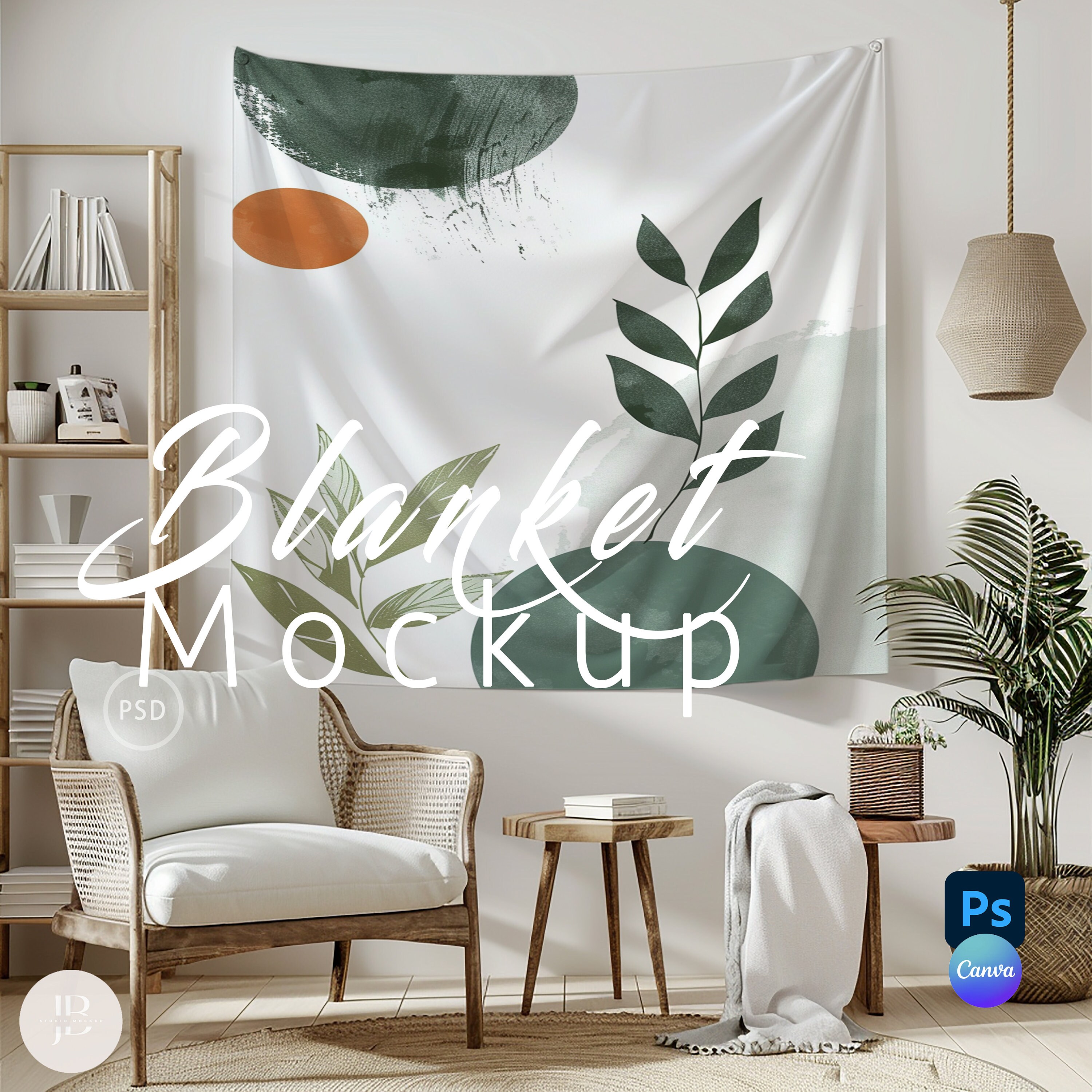 壁掛けタペストリー Printify、ブランケット モックアップ、ぬいぐるみ