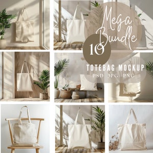 Pacchetto 10 mockup PSD per borsa tote, mockup per modello di borsa della spesa, mockup di design per borsa tote vuota, mockup modello Canva trascina e rilascia, borsa estetica/125