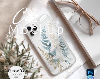 Clear Phone Case Mockup, iPhone 15 Transparent Case Mock up|Phone Cover Photoshop Mockup Smart Object |Phone Canva Drag and Drop| 707