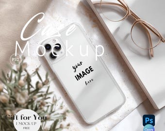 Clear Phone Case Mockup, iPhone 15 Transparent Case Mock up|Phone Cover Photoshop Mockup Smart Object |Phone Canva Drag and Drop| 707
