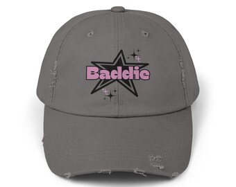 Hoed Y2K Distressed esthetische Baddie Star Cap Dames Acessory Zwart Roze Papa Hoed