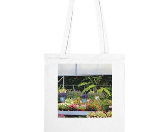 Flores coloridas en un vivero / Amor / Fotografía / Impresión fotográfica / Imagen / Bolsa de tela/ Regalo