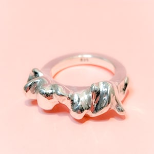 Modern silver ring, chunky ring made of recycled silver, solid silver ring, unisex ring, unique jewelry, gift for man and woman