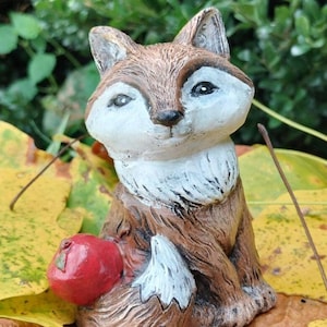 Concrete Fox Statue/ Hand-Painted Cement Fox Figurine Knick Knack Handmade Garden Decor Sculpture Realistic Animal Wildlife Sculpture Coyote