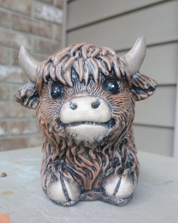 Concrete Cow Planter Highland Cow Decor Succulent Flower Pot Hand Cast  Scottish Highlander Desk Tier Tray Pot - Etsy