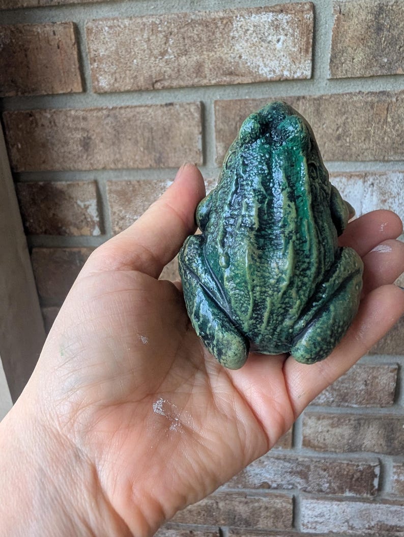 Realistic Concrete Frog Hand-Painted Cement Garden Frog Statue Outdoor Toad Sculpture Animal Frog Lover Housewarming Gift Stone Bull Frog image 16