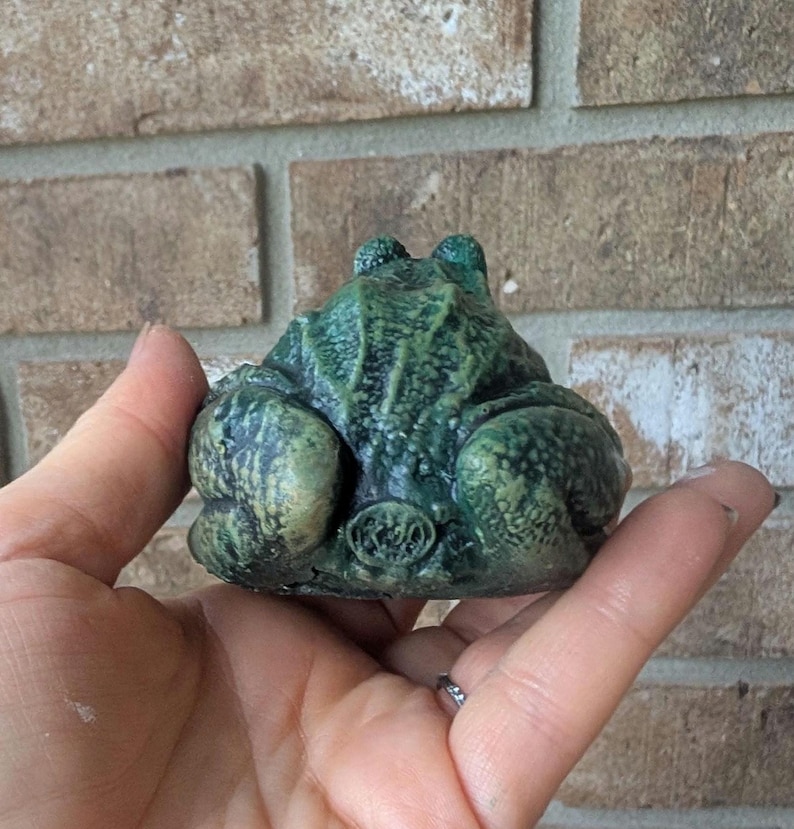 Realistic Concrete Frog Hand-Painted Cement Garden Frog Statue Outdoor Toad Sculpture Animal Frog Lover Housewarming Gift Stone Bull Frog image 15
