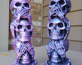 Pastel Concrete Skeleton Statue Pinkoween Halloween Tabletop Tiet Tray Decor Purple Pink Skull Skeleton Figurine Kids Room Halloween Fall