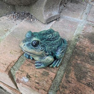 Realistic Concrete Frog Hand-Painted Cement Garden Frog Statue Outdoor Toad Sculpture Animal Frog Lover Housewarming Gift Stone Bull Frog image 18