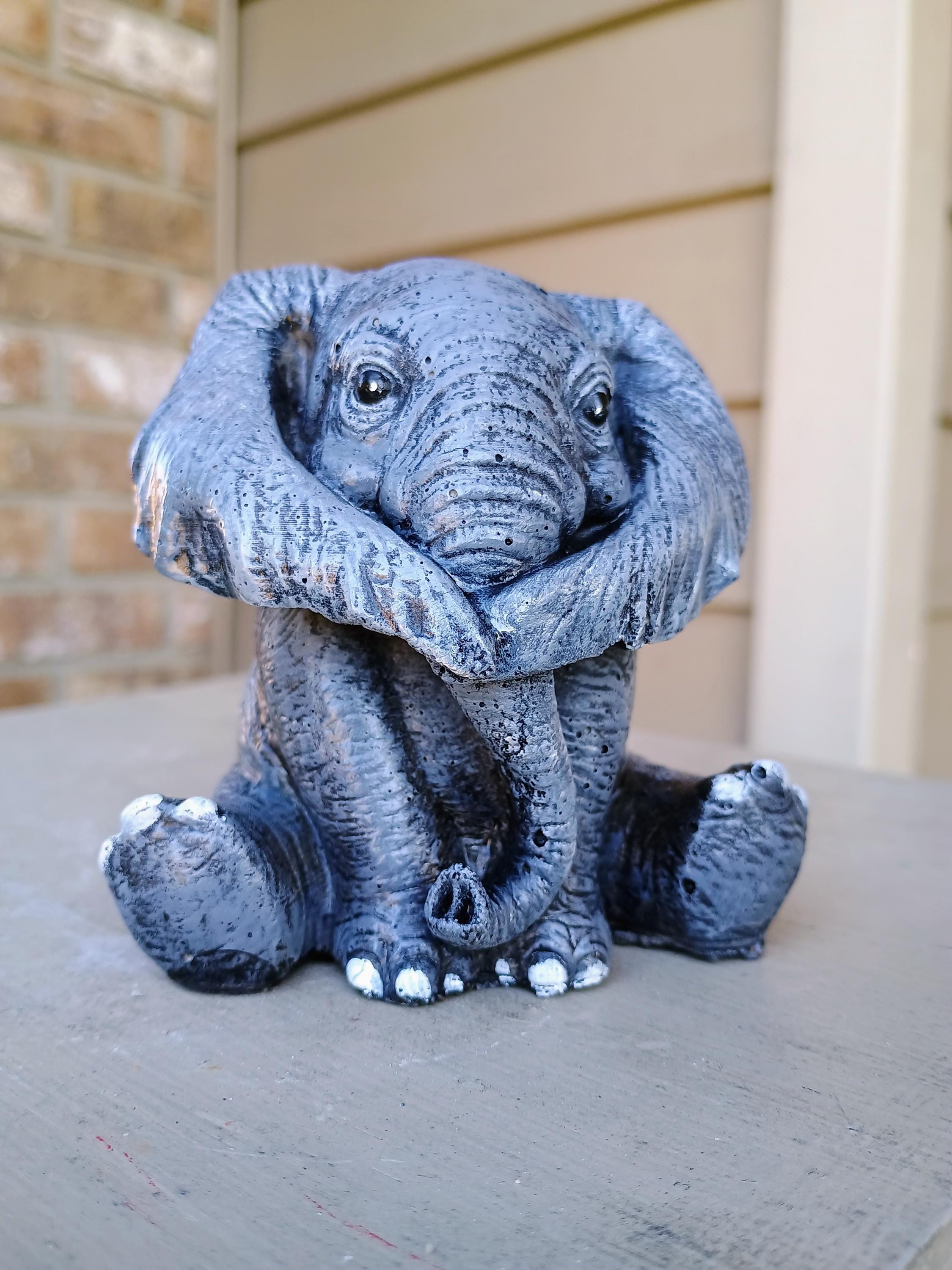 Concrete Elephant Figurine Lucky Elephant Statue Housewarming Gift