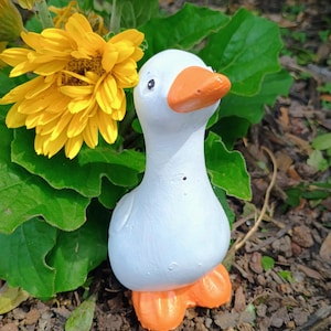 Two/three 4&quot; Concrete Desk Geese Cement Desk Goose Decor Mini Porch Goose Statue Paperweight Figurine Kissing Geese Painted Goose