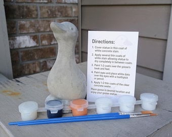 Concrete Goose Painting Kit Desk Goose Craft Set  DIY Goose Paint Your Own Concrete Statue Fun Silly Goose Craft Gift Kids Adult Goose Craft