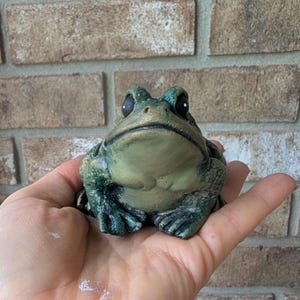 Realistic Concrete Frog Hand-Painted Cement Garden Frog Statue Outdoor Toad Sculpture Animal Frog Lover Housewarming Gift Stone Bull Frog image 14