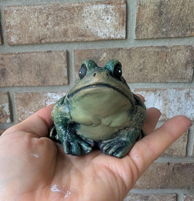 Realistic Concrete Frog Hand-Painted Cement Garden Frog Statue Outdoor Toad Sculpture Animal Frog Lover Housewarming Gift Stone Bull Frog image 14