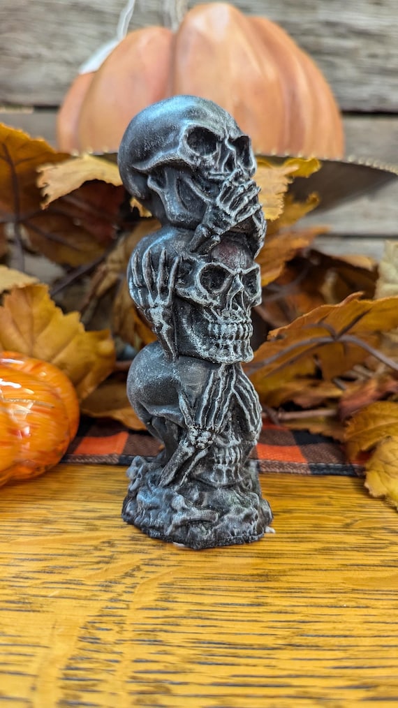 スケルトン ホラーアート Concrete Skull Sculpture/ Halloween Decoration Cement Skull Head